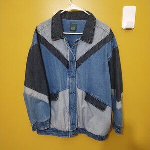 Wild Fable Heavyweight Colorblock Denim Bomber Jacket XL Retro 90s Winter